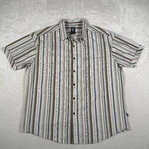 Kuhl Shirt Men Size XL Stripe Short Sleeve Cotton Blend Single Pocket Suncel EUC